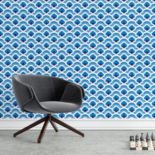 Load image into Gallery viewer, Blue Retro Peel &amp; Stick Wallpaper N04095
