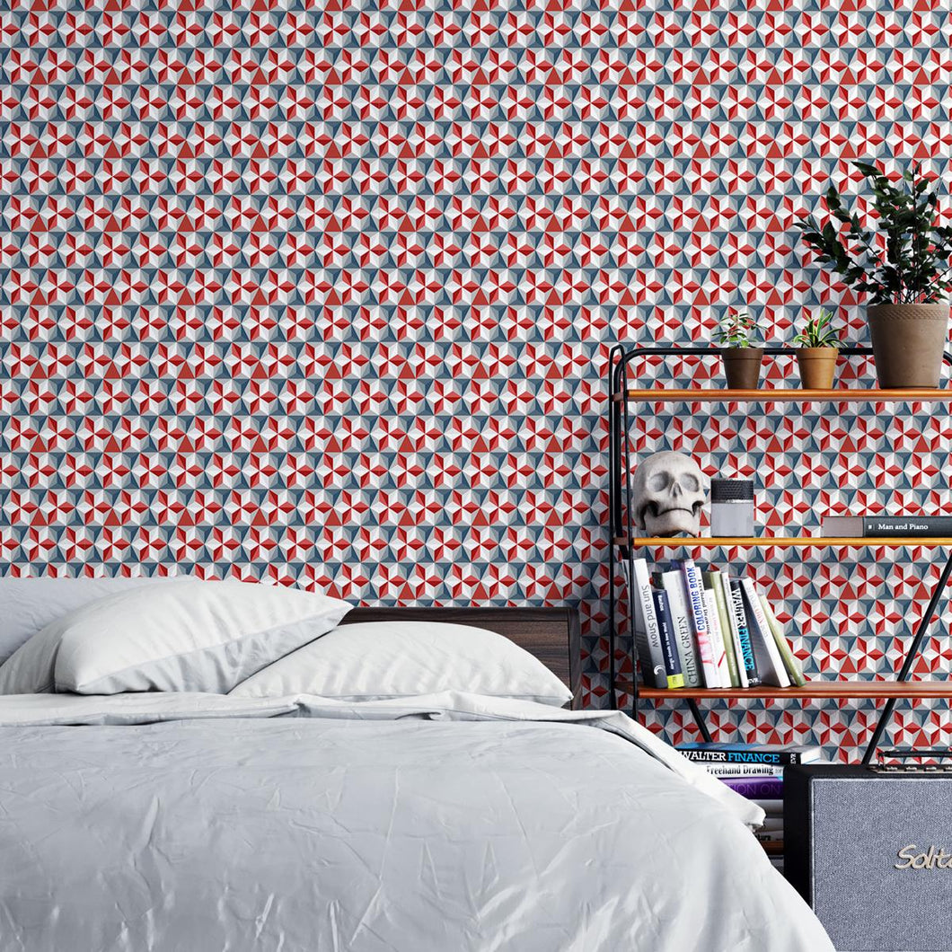 Geometric Compass Stars Peel & Stick Wallpaper N04101