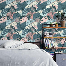 Load image into Gallery viewer, Green Leaves Abstract Peel &amp; Stick Wallpaper N04108
