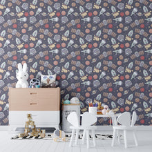 Load image into Gallery viewer, Colorful Space Cartoon Peel &amp; Stick Wallpaper N04109
