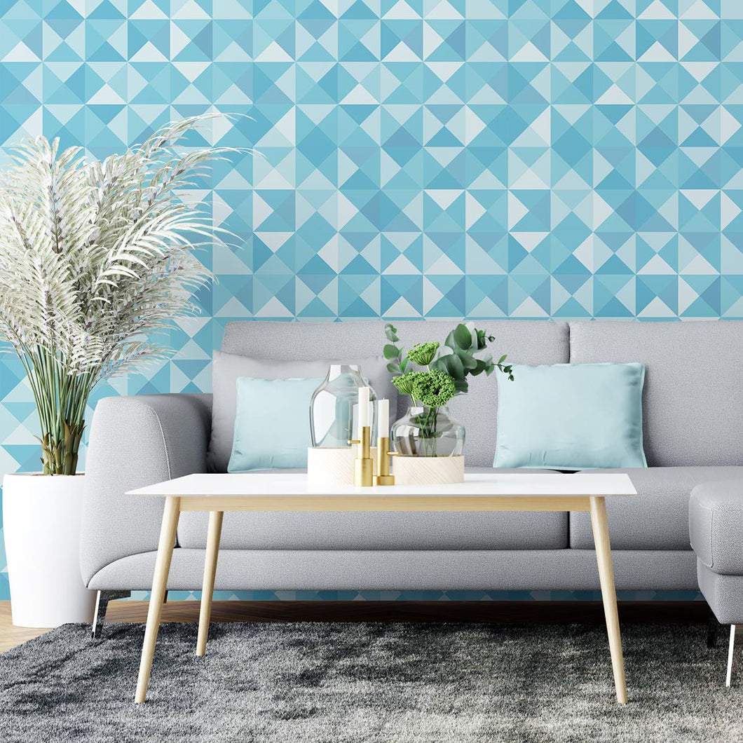Blue & White Geometric Peel & Stick Wallpaper N04111