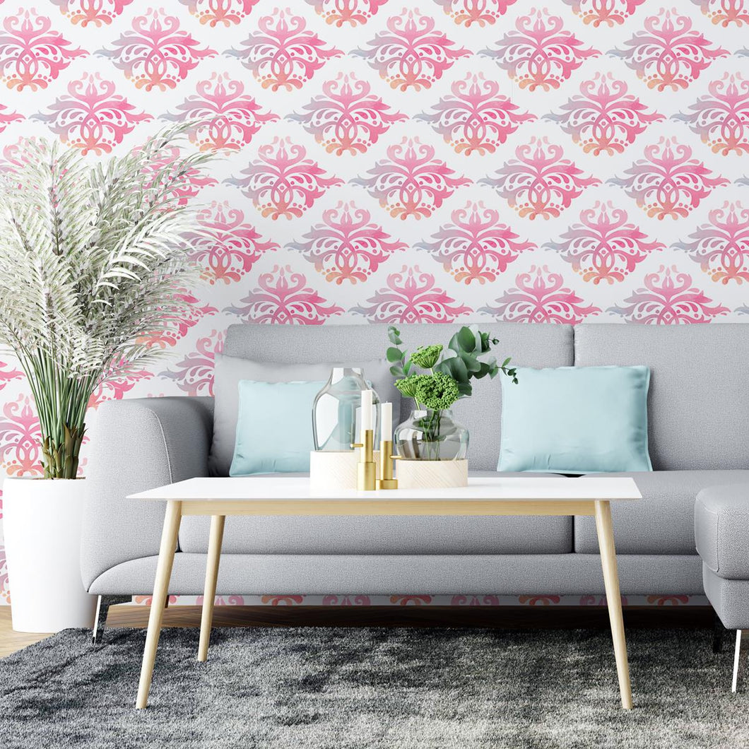 Floral Damask Retro Peel & Stick Wallpaper N04113