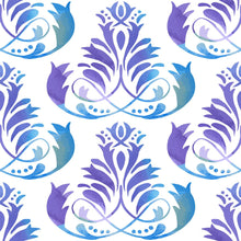 Load image into Gallery viewer, Floral Damask Purple and Blue Peel &amp; Stick Wallpaper N04116
