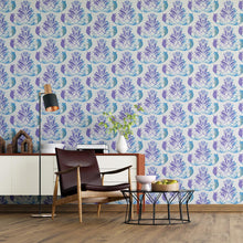 Load image into Gallery viewer, Floral Damask Purple and Blue Peel &amp; Stick Wallpaper N04116

