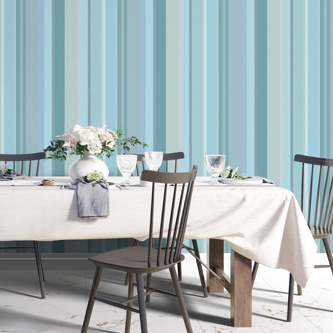 Blue Striped Peel & Stick Wallpaper N04118
