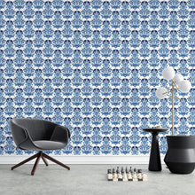 Load image into Gallery viewer, Damask Blue Peel &amp; Stick Wallpaper N04133
