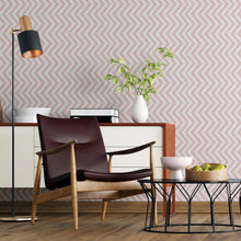 Load image into Gallery viewer, Chevron Pink and White Peel &amp; Stick Wallpaper N04136
