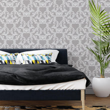Load image into Gallery viewer, Damask Gray Peel &amp; Stick Wallpaper N04147

