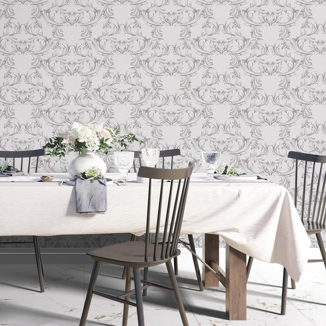 Damask Black and White Peel & Stick Wallpaper N04149