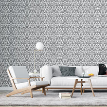 Load image into Gallery viewer, Damask Gray Leaves and Flowers Peel &amp; Stick Wallpaper N04153
