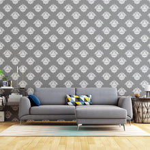 Load image into Gallery viewer, Damask Gray and White Peel &amp; Stick Wallpaper N04155
