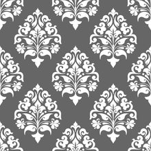 Load image into Gallery viewer, Damask Grey Leaves Peel &amp; Stick Wallpaper N04157
