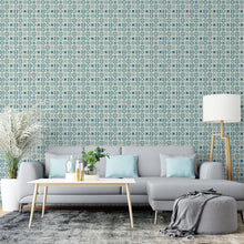 Load image into Gallery viewer, Tile Blue and Green Peel &amp; Stick Wallpaper N04163
