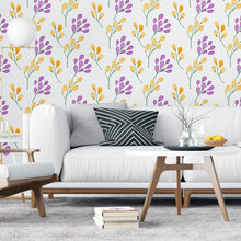 Load image into Gallery viewer, Yellow and Purple Flowers Peel &amp; Stick Wallpaper N04171
