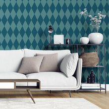 Load image into Gallery viewer, Checkered Diamonds Blue Peel &amp; Stick Wallpaper N04183
