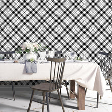 Load image into Gallery viewer, B&amp;W Plaid Peel &amp; Stick Wallpaper N04188
