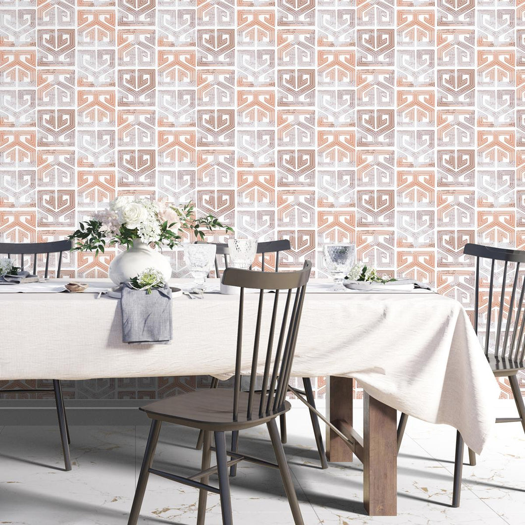 Ethnic Brown and Orange Peel & Stick Wallpaper N04192