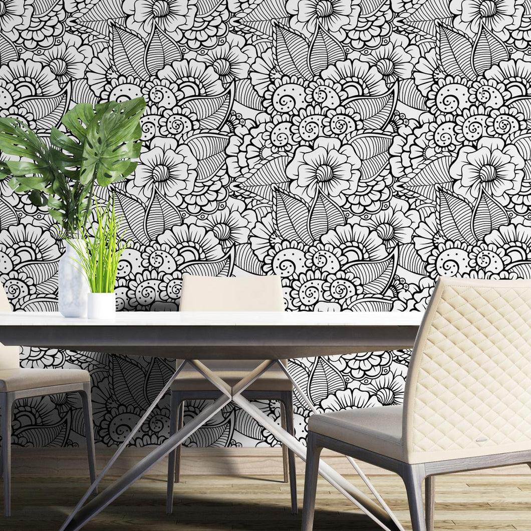 Flowers to Color Peel & Stick Wallpaper N04206
