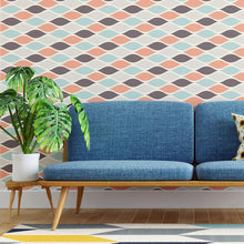 Load image into Gallery viewer, Orange &amp; Blue Geometric Peel &amp; Stick Wallpaper N04211
