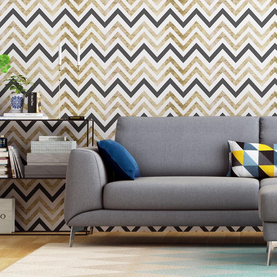 Golden Chevron Peel & Stick Wallpaper N04223