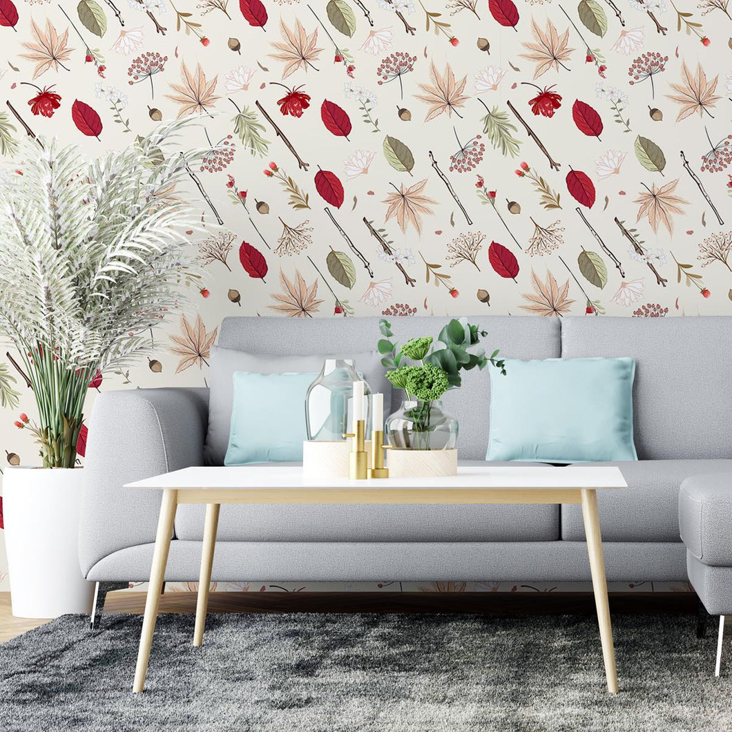 Flowers Leaves Peel & Stick Wallpaper N04231