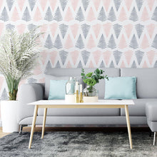 Load image into Gallery viewer, Pine Trees Pink and Grey Peel &amp; Stick Wallpaper N04232

