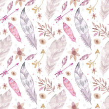Load image into Gallery viewer, Feathers and Flowers Watercolor Pink Peel &amp; Stick Wallpaper N04239
