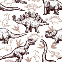 Load image into Gallery viewer, Brown and Beige Dinosaurs Peel &amp; Stick Wallpaper N04245
