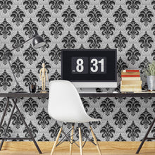 Load image into Gallery viewer, Damask Grey Black Peel &amp; Stick Wallpaper N04256
