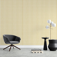 Load image into Gallery viewer, Stripes Golden and White Peel &amp; Stick Wallpaper N04275
