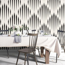 Load image into Gallery viewer, Off White &amp; Black Geometric Peel &amp; Stick Wallpaper N04277
