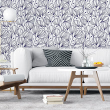 Load image into Gallery viewer, Floral White and Blue Peel &amp; Stick Wallpaper N04295

