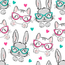 Load image into Gallery viewer, Cats and Bunnies Peel &amp; Stick Wallpaper N05008
