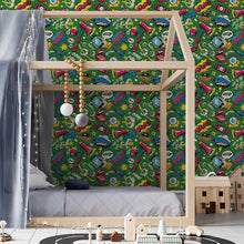 Load image into Gallery viewer, Pop Art Green Peel &amp; Stick Wallpaper N05015
