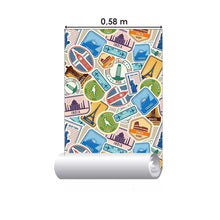 Load image into Gallery viewer, Colorful Countrys Postal Stamp Peel &amp; Stick Wallpaper N05019
