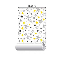 Load image into Gallery viewer, Cartoon Stars Black and Yellow Peel &amp; Stick Wallpaper N05026
