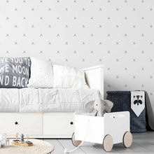 Load image into Gallery viewer, White &amp; Grey Minimalist Triangles Peel &amp; Stick Wallpaper N05027
