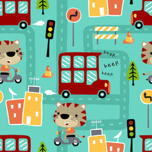 Load image into Gallery viewer, Tiger in the City Childlike Peel &amp; Stick Wallpaper N05028
