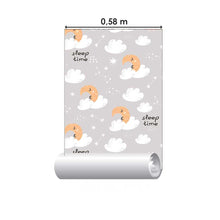 Load image into Gallery viewer, Moon Clouds and Stars Gray Peel &amp; Stick Wallpaper N05049
