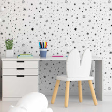 Load image into Gallery viewer, Stars Black and White Peel &amp; Stick Wallpaper N05065
