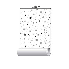 Load image into Gallery viewer, Stars Black and White Peel &amp; Stick Wallpaper N05065
