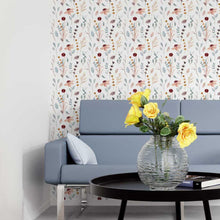 Load image into Gallery viewer, Flowers and Watercolor Leaves Rosé Peel &amp; Stick Wallpaper N05068
