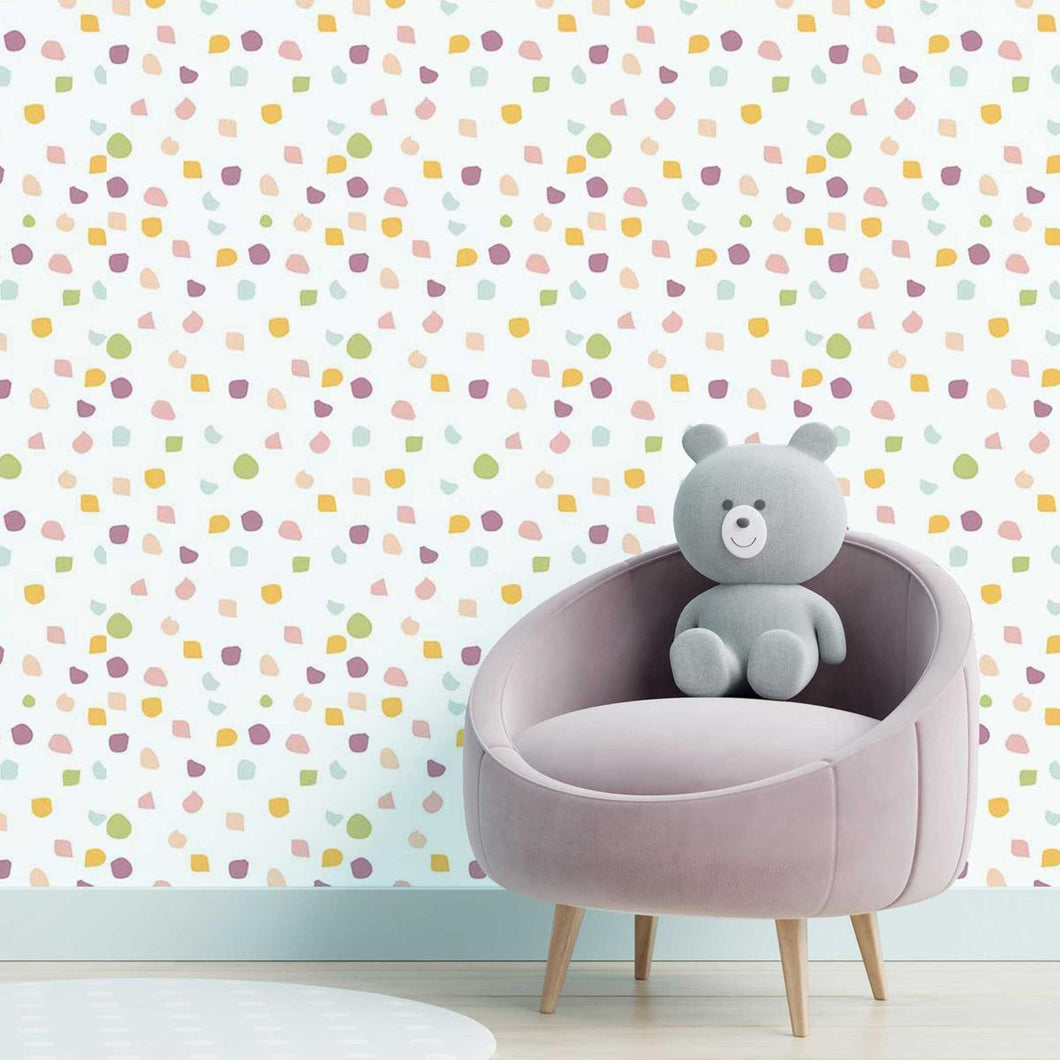 Colorful Conffeti White Peel & Stick Wallpaper N05073