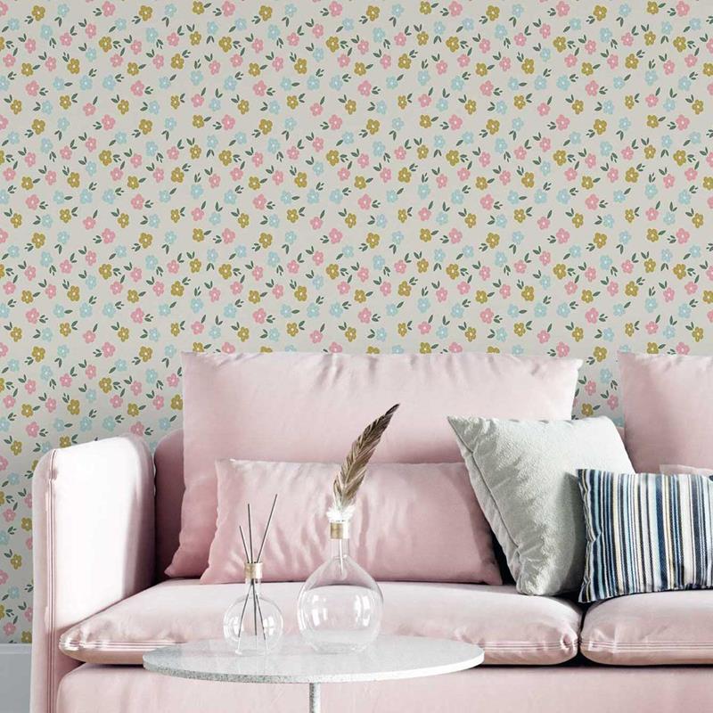 Cute Flowers Minimalist Peel & Stick Wallpaper N05084