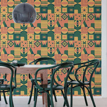 Load image into Gallery viewer, Yellow and Green Tile Retro Peel &amp; Stick Wallpaper N05101
