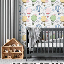 Load image into Gallery viewer, Grid Ballons and Bunnies Peel &amp; Stick Wallpaper N05107
