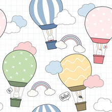 Load image into Gallery viewer, Grid Ballons and Bunnies Peel &amp; Stick Wallpaper N05107
