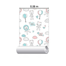 Load image into Gallery viewer, Stuffed Animals Ballons and Hearts Peel &amp; Stick Wallpaper N05108
