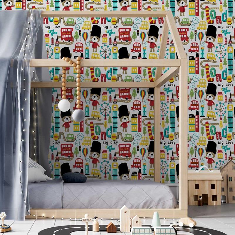 Childlike London Tedy Bears Peel & Stick Wallpaper N05113