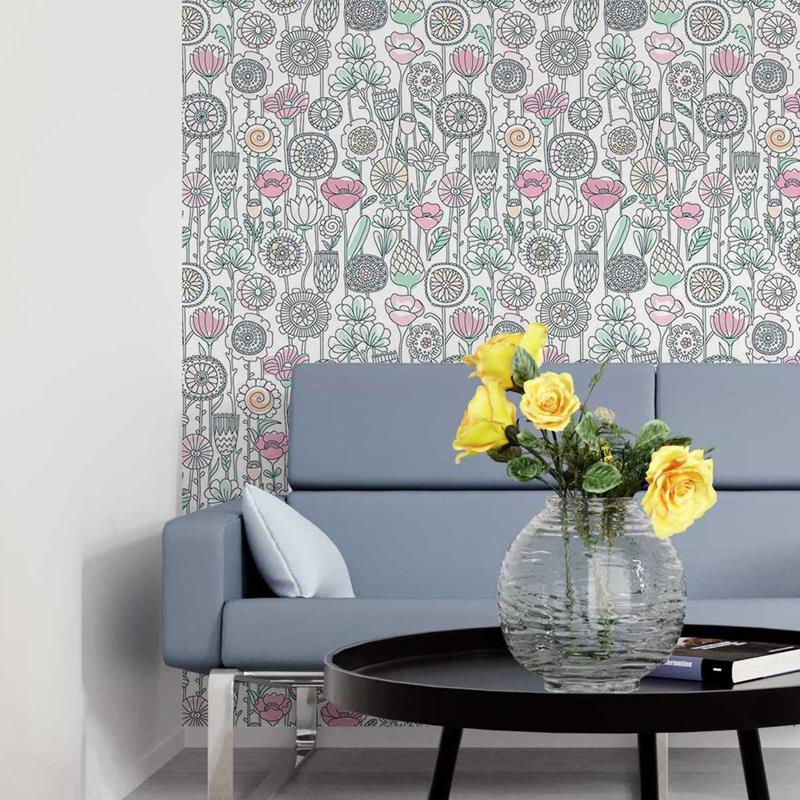 Flowers Colorful Peel & Stick Wallpaper N05124